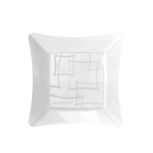 Prato Cristal Quadrado Branco 16cm - 10 Unidades